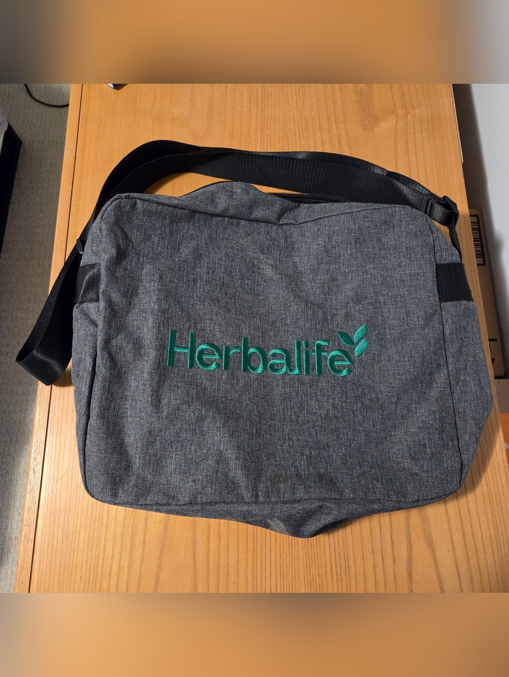 Grey Messenger Bag with Green Herbalife Logo